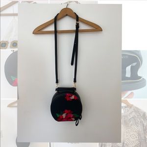 Zara embroidered faux leather oval crossbody purse